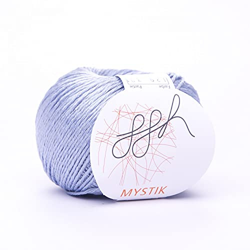 ggh Mystik - Baumwolle und Viskose Mischung mit Glanzeffekt - Wolle zum Stricken oder Häkeln - Farbe 129 - Hellblau