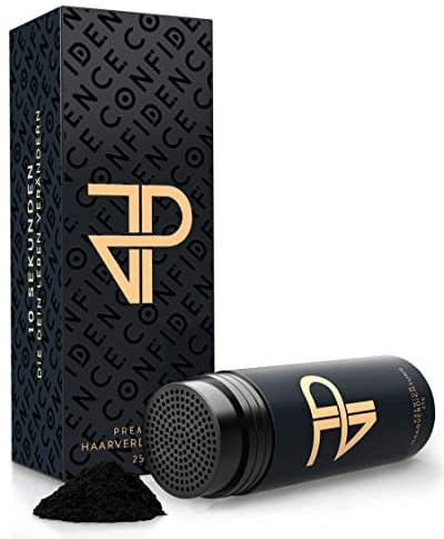 JP Confidence - Premium Streuhaar zur Haarverdichtung - Friseurqualität - 100% natürlich - Authentischer Look - für Männer & Frauen - Schwarz