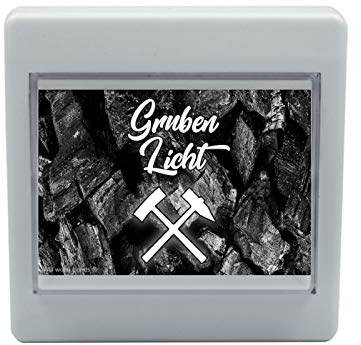 WB wohn trends LED-Nachtlicht Schalter mit Motiv, Grubenlicht Schlägel und Eisen, 8,5x8,5x3cm, Ruhrpott Schlummer-Licht Nacht-Leuchte Batterie betrieben