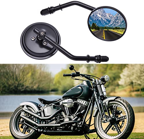 Black Motorcycle Mini Round Rear View Side Mirrors Compatible with Sportster Dyna Softail Road King Street Electra Glide Road Glide 1982-2018 2019 2020