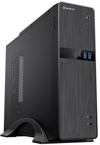 UNYKAck UK2011 Micro ATX datorhölje svart med 450 W strömförsörjning, två USB 3.0-kontakter och två typ C-kontakter
