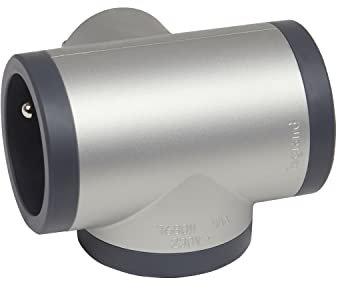 - Fiche multiprise Avec 3 prises latérales Avec Terre - alu et gris foncé