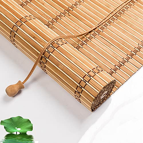 Natür Bambus Rollo Fensterläden,Sonnenschutz UV-Schutz Raffrollo,Outdoor Pavillon Veranda Garten Markisen zum Aufrollen,Atmungsaktiv/Gratfrei,Retro-Dekovorhänge Wohnaccessoire (W135xH200cm/53x79in)