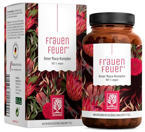 Maca Extrakt Rot 10:1 hochdosiert - Maca Komplex mit Salbei, Tribulus, Bockshornklee, Vitamin B6 & Zink für Frauen - 120 Kapseln, vegan