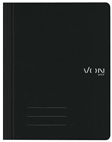 VON Leitz 10er Pack Schnellhefter A4, 100 % Recycling-Karton, Für 250 Blatt, Mit Heftmechanik, Leichter Softcover-Ordner mit modernem VON Leitz-Aufdruck, Schwarz, 30160095