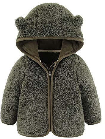 Gajaous Chaqueta con Capucha de Forro Polar para Bebés Niños y Niñas con Orejas, Abrigo Cálido de Oso de Cartoon para Niños, Cierre de Cremallera 0-24 Meses