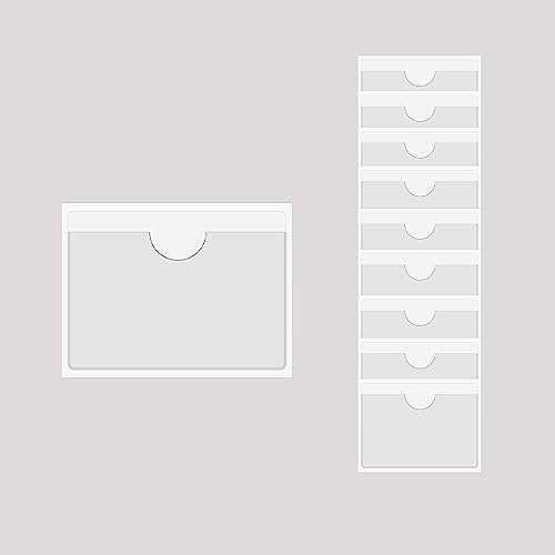BAIWOAK 10 fundas adhesivas transparentes, soportes autoadhesivos de plástico para etiquetas, soportes para tarjetas de índice, planificadores, armarios, estantes (160 x 110 mm)