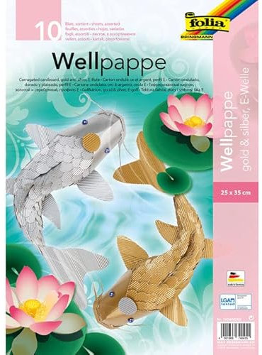 NEU Wellpappe Sortiment Gold & Silber, 10 Bogen, 25 x 35 cm