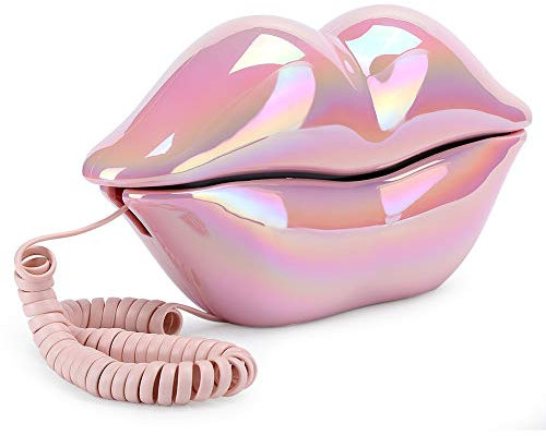 Telefono a Labbro, Telefoni Fissi con Filo Rosa per la Casa, Novità Regalo per Telefono a Labbro, Telefono a Labbro Cablato per Decorazione/Casa/Ufficio/Arredamento Artistico
