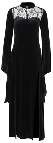 DINGJIUYAN Goth Prom Dresses Gothic Dress Plus Size Long Black Skater Witchy Dress