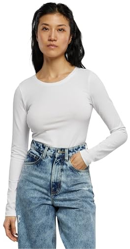 Urban Classics Ladies Stretch Jersey Longsleeve Body, T-Shirt Femme, White,