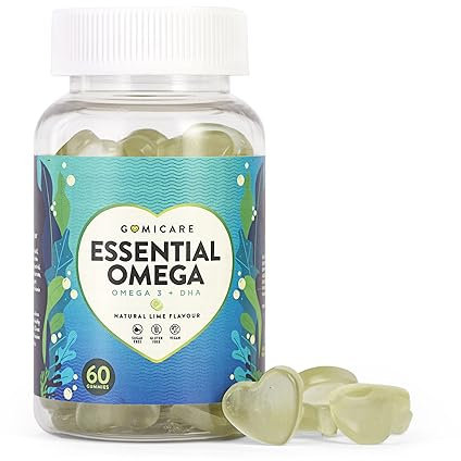 Gomicare - Gominolas Omega 3 Niños y Adultos - Sin Azúcar - Vegano - Vitamina D, Vitamina E, Dha De Algas y Colina - 60 Gominolas - Sin Gluten Ni Lactosa