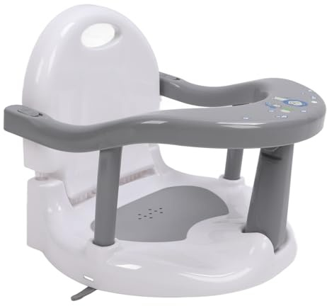 Seggiolino da Bagno Pieghevole per Neonati con Sedia Antiscivolo Regolabile in Altezza con 4 Ventose per Bambini da 6 a 36 Mesi (GREY)