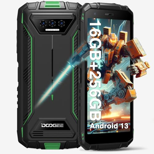 DOOGEE S41 Max Outdoor Handy Ohne Vertrag Android 13, 16GB RAM 256GB ROM/1TB TF, Outdoor Smartphone mit 5.5 Zoll HD+, 6300mAh Handy Outdoor, 13MP+8MP, Dual 4G SIM, WiFi 6/ IP68/ Face ID/OTG/NFC/GPS