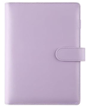 Frogetu Raccoglitore A5 ad 6 Anelli, Pelle PU Ricaricabile, 80 Pagine, Lilla