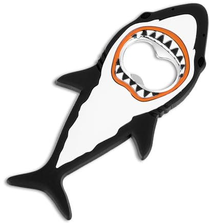 YUXIANLB Hai Flaschenöffner Magnetischer Bierflaschenöffner Für Kühlschrank Silikon Edelstahl Bierflaschenöffner Dosenöffner Für Freund Ehemann Vater Schwarz