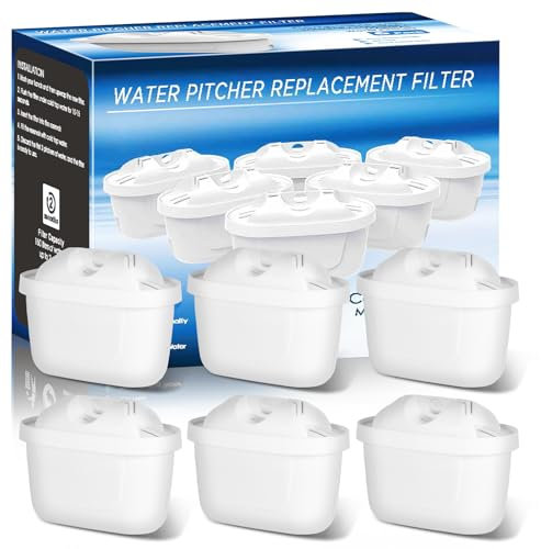 Wasserfilter Kartuschen für Trinkwasser Kanne: 6 Stück Filterkartuschen Ersatz Brita Maxtra + Filterkartuschen Kompatibel mit Marella Kanne Brita Kanne - Aktivkohlefilter Filter Wasserfilterpatrone