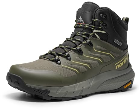 NORTIV 8 Botas Trekking Antideslizante Zapatos de Senderismo Hombres Zapatillas Montaña Impermeables Ligeros al Aire Libre,Size 44,Oliva,NMUMHB2502