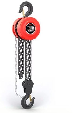 Paranco a catena manuale for impieghi gravosi con portata di 3 tonnellate, 2 ganci for impieghi gravosi e doppio freno a cricchetto for la discesa manuale della catena in magazzini(3M/10FT)