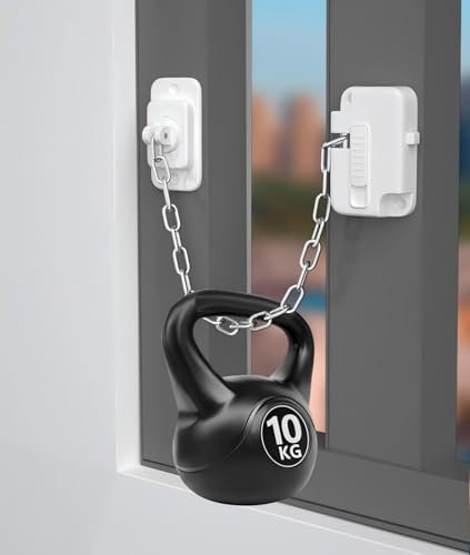 2 Pack EN 16281 Child Safety Window Restrictor, No-Drill 3M Adhesive Lock for UPVC Windows/Patio Doors/Fridges/Cabinets/Drawers, Adjustable Tamper-Proof for Babies/Toddlers/Pets