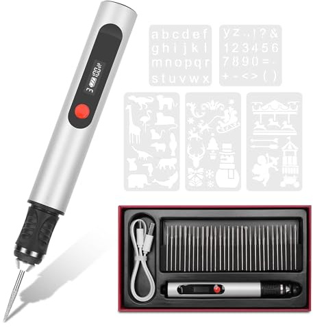 MEKOTRIN Electric Engraving Pen Kit - Mini Engraving Tool Rechargeable Engraver Machine with Templates, Professional Portable DIY Cordless Rotary Tool for Wood Glass Metal Stone Plastic Jewelry
