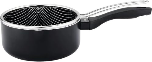 VIER - Cazo Freidora de Inducción Aluminio antiadherente Ø 16 cm, cap. 1,61 litros (56,6 Oz), Base Inducción apta para toda clase de cocinas, Mango Ergonómico Aislante, pico vertedor.