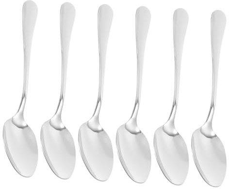 HEALLILY Set di 6 cucchiai da tavola in acciaio inox, posate per la casa per la famiglia a forma di cucchiaio per un uso ottimale, lavabili in lavastoviglie per riunioni