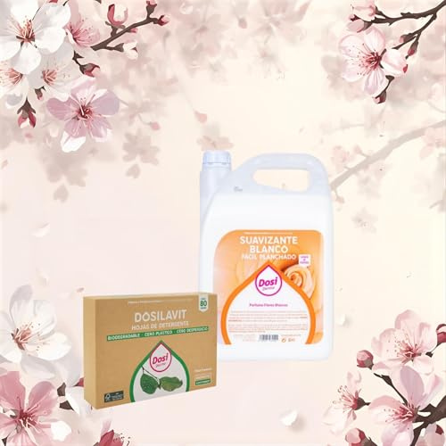 Dosilavit Lote Eco-Ahorro | 1 Caja de Detergente Ecológico en Hojas (80 Lavados) + Suavizante Blanco 5L con Sedalina | Bio, Zero Waste y Planchado Fácil | Aroma Nuez y Romero