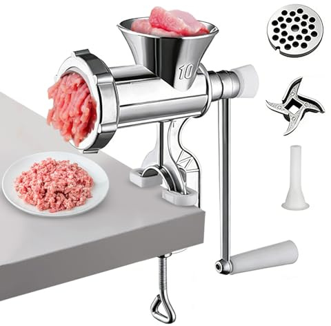 Manual Meat Grinder,Manual Meat Mincer with Sausage Filler, Aluminum Alloy, Household Meat Grinder for Fast and Effortless Operation, Suitable for Grinding Beef, Chili, and Pork