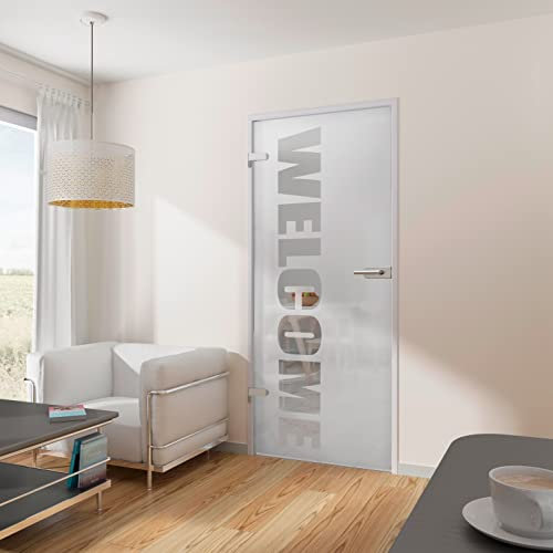 inova Glas-Drehtür Wunsch-Schriftzug Komplettset Links rechts Beschlag 834 x 1972 x 8 mm Glastür Zimmertür