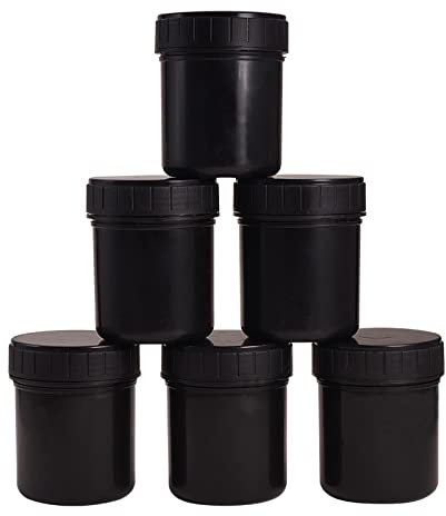 WANDIC Latas de Pintura Plástica, PC 6 negro Vacío Tarros de Pintura Plástica Contenedores de Almacenamiento con Tapa A Rosca para Tintas de Recubrimientos Comida Química Y Sabor