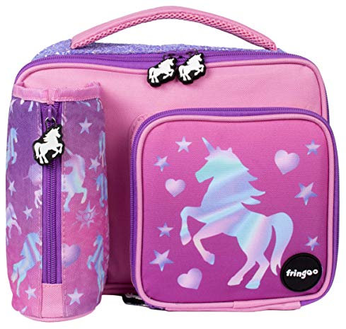 Fringoo - Large Capacity Kids Square Lunch Bag | Small Cool Bag Kids Lunchbox | Perfect As School Lunch Bag for Girls - Unicorn Ombre