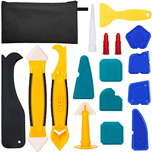 16 Stück Silikon Fugenglätter mit Werkzeugkasten, Silikon Schaber Silikonentferner Set für Küche Bad Boden Fliesen, Silikon Fugenwerkzeug Werkzeug Schaber Set, Dichtungsentferner, Caulk Düse