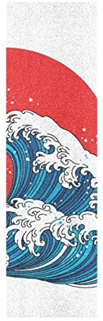 BEUSS Vagues Japon Mer Soleil Grip de Skateboard Bande Grip Antidérapante,Auto-adhésif Griptape de Longboard,sans Bulles,Peut êTre Coupé(84 * 23cm 1pcs)