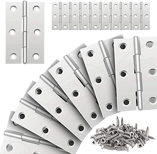 20 Piezas Bisagras de Acero Inoxidable Bisagra de Puerta de Acero Inoxidable Bisagra Plana Plegable 66 * 38 mm para Puertas de Gabinete Herrajes para Muebles con 120 Tornillos