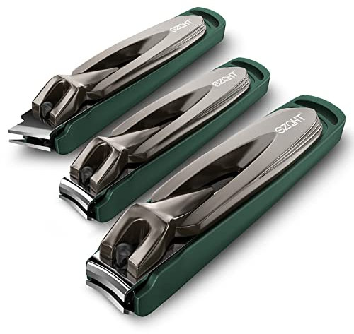 Nagelknipser-Set, 3er-Pack, Fingernagelknipser und Zehennagelknipser für Herren, Wowen, Nagelknipser mit Fänger, Nagelschneider für dicke Zehennägel, Edelstahl, ultra-scharf, robust