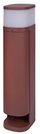 BOLD 19479 VOLO Garten-Leuchte mit Steckdosen und Blende (Outdoor Steckdosen-Säule) Rostfarben (2x Schuko | IP44 Outdoor Pollerleuchte | 9,5 x 13,5 x 45 cm | inkl G9 max. 28 Watt - 470lm)