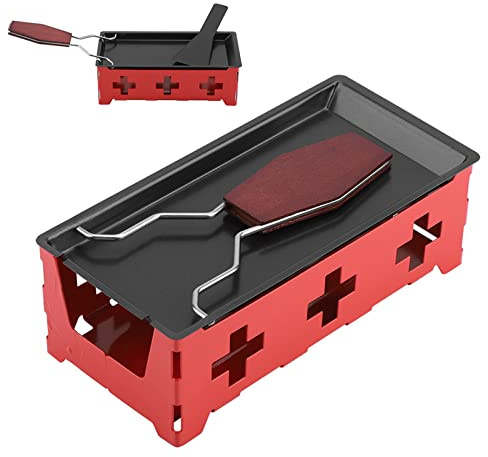 Raclette Cheese Melter, Mini Raclette Set Carbon Steel Rotaster Baking Tray Cheese Raclette Grilling Tool with Spatula 7.48 X 3.74 X 2.36 Inch