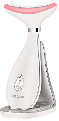 Massager per viso elettrico Antirughe, massaggiatore di bellezza per il viso e il collo, Massager del dispositivo tonificante per il, Ricaricabile USB portatile (Bianco)