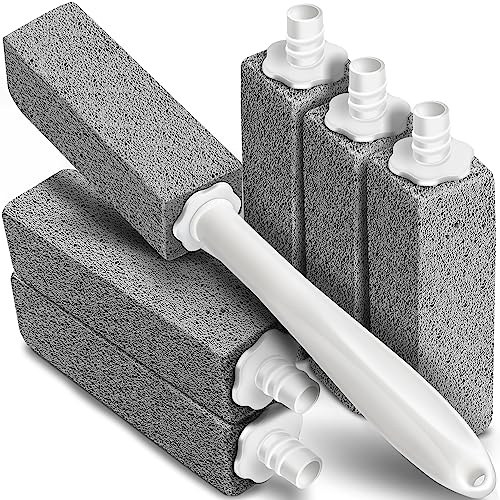 MARYTON Pumice Stone Toilet Bowl Cleaner with Extra Long Handle,Replaceable Design, 1 Cleaning Handle, 6 Cleaning Stones Refills,Also Cleaning Limescale Deposits, Mildew & Grills, Tiles, Grout & Pools