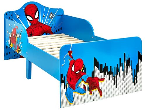 Disney Marvel Spider-Man Toddler Bed: Sturdy Engineered Wood Construction, Guarded Sides, Wooden Slats, Fits 140cm x 70cm Mattress (Mattress not included)