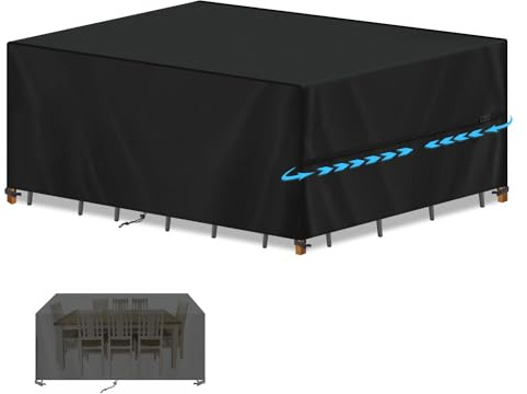 SIMPHAUS Telo Copertura Mobili Esterno Telo Protettivo per Tavolo Esterno Copertura Esterno Impermeabile Anti-UV Tessuto Oxford 420D Copertura Esterno Divano 240x140x90cm