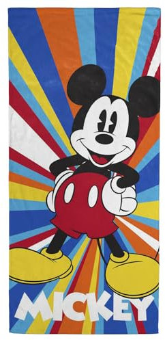 Jay Franco Disney Mickey Mouse Kids Bath Pool Beach Towel - Super Soft & Absorbent Multi-Colored 100% Cotton Towel - Measures 28 x 58