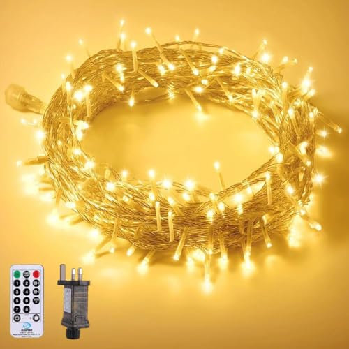 LUCKYLUX Fairy Lights Plug in Waterproof,15M/130 LED Fairy String Lights Main Powered,Christmas Xmas Tree Lights with 8 Modes Remote Control for Indoor/Outdoor Garden,Bedroom Decorations (Warm White)