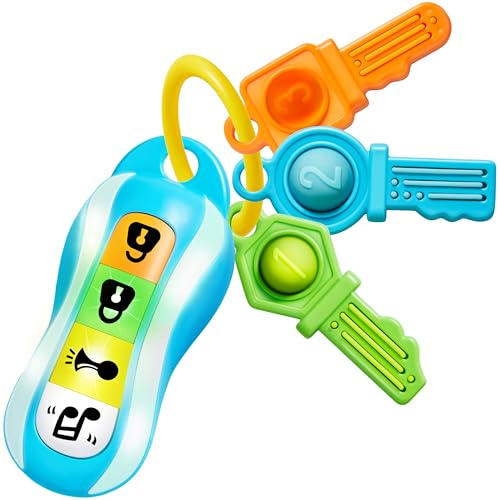 JOYIN Baby Car Keys Teether - Toddlers Sensory Learning Toy w/Music & Lights - Musical Toys for Travel - Birthday Gifts for Baby Age 10+ Months Easter Basket