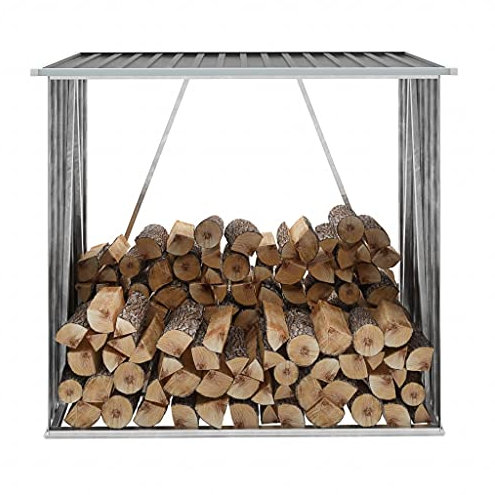 Générique Abri de Stockage à Bois Acier galvanisé 163x83x154cm Anthracite,Accessoires pour Range-bûches & Porte-bûches,15.82KG-47091