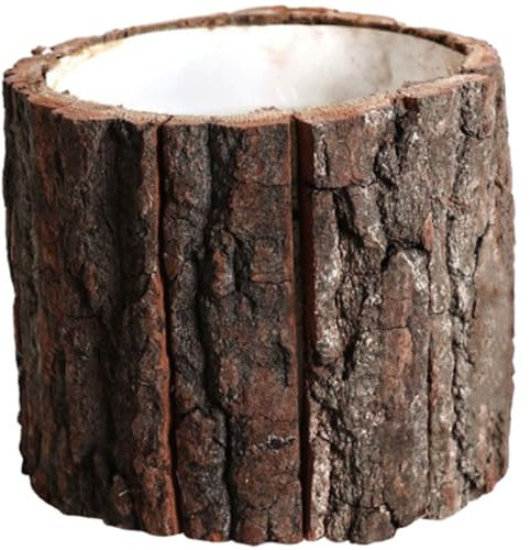 Levemolo Maceta De Bonsái De Tocón Falso para Suculentas 12 Cm, Jardinera Decorativa De Madera Natural para Interior y Exterior, Maceta Transpirable y Versátil para Jardín y Terraza