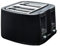 Quest 4 Slice Toaster with Wide Slots / 7 Browning Levels/Reheat & Defrost/Crumb Tray & Cord Storage / 1500W (Black)