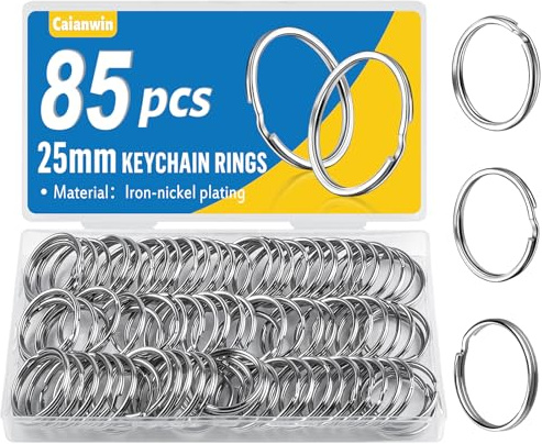 Caianwin Nyckelringar 25mm, Metallnyckelringar för Pyssel, Smycken, DIY, Hem och Organisatortillbehör, silver, 25mm