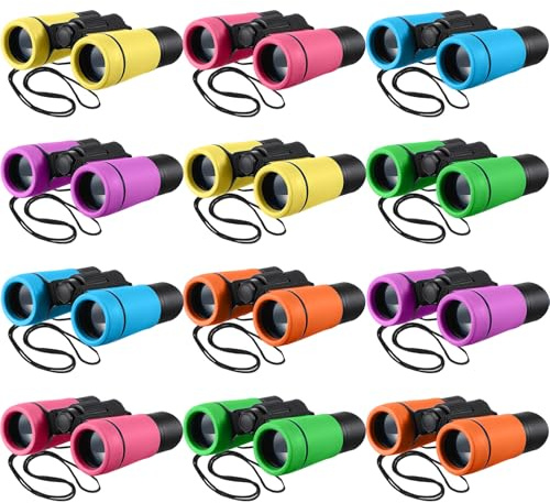 Yunsailing Lot de 12 jumelles compactes résistantes aux chocs pour enfants de 3 à 12 ans, cadeaux en vrac pour activités Vbs, salle de classe, observation des oiseaux, camping, jeux en plein air